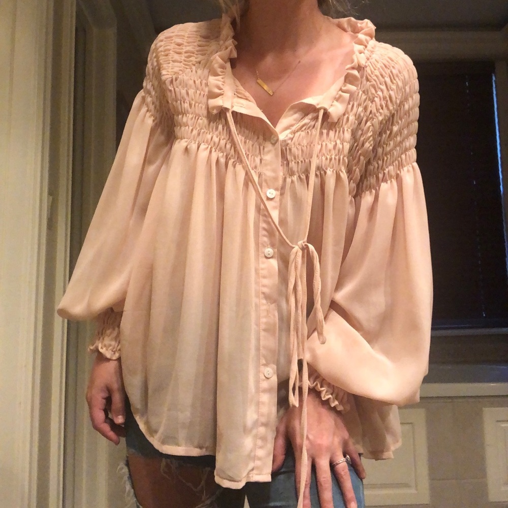 Peach flowy blouse